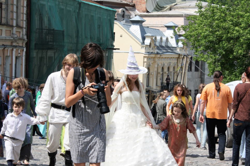 Alte Häuser in der historischen Stadt von Kiew