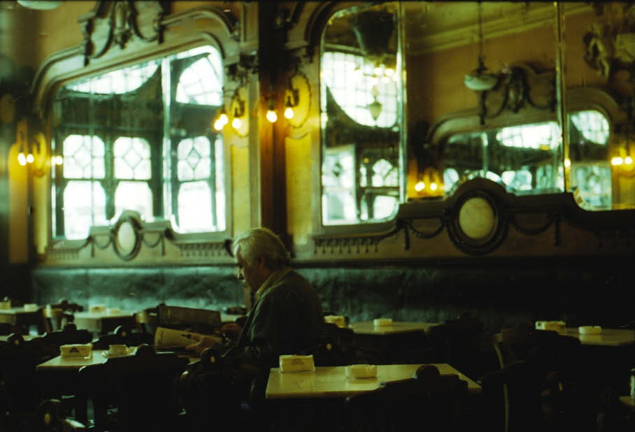 Lesender im Cafehaus Majestic  in Porto