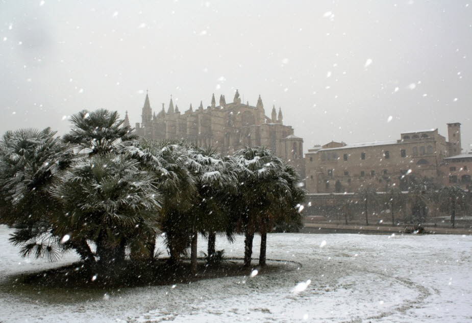 Schnee in Palma de Mallorca 2012 